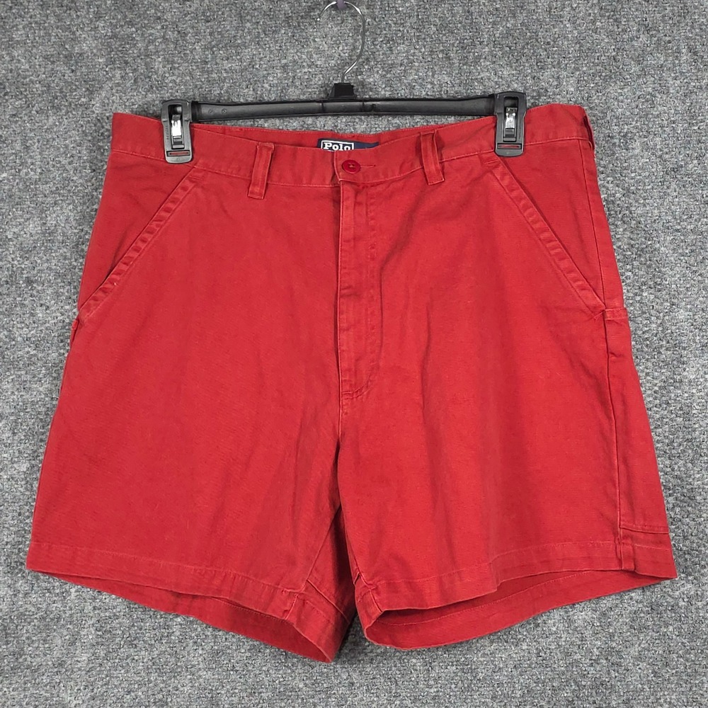 Polo Ralph Lauren Mens 36 Shorts Red 100% Cotton Chino Twill Classic Fit